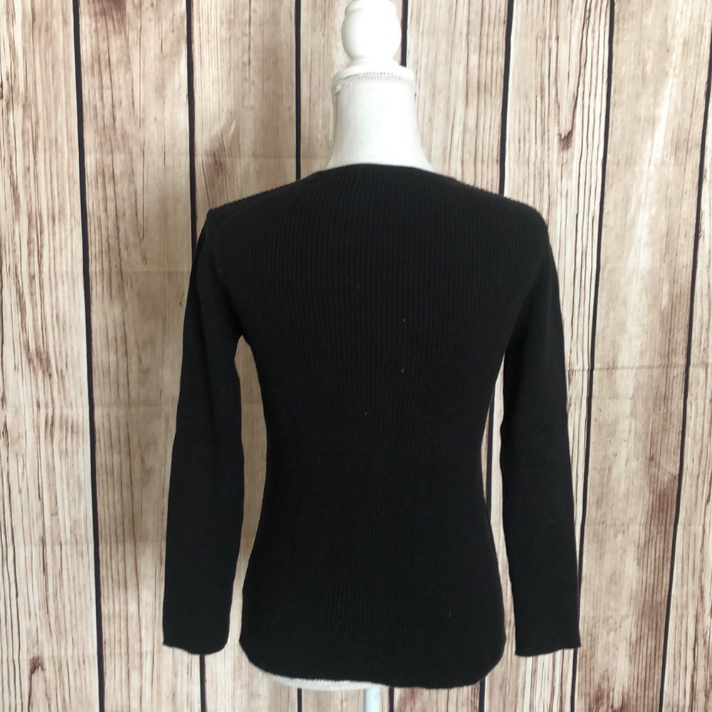 Vintage Eddie Bauer Ribbed Black Crew Neck Sweater Small - Picture 3 of 5